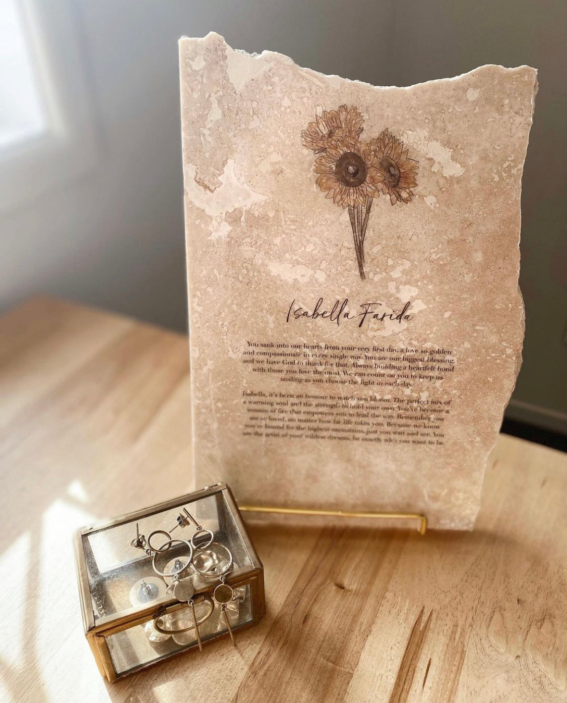 Personalised poem and custom illustration on stone